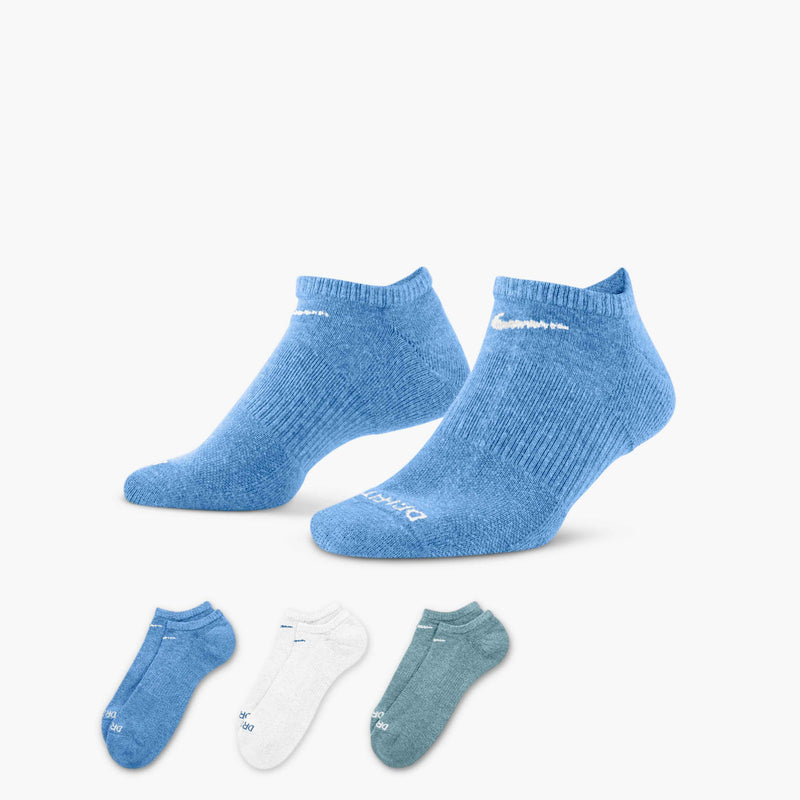 Unisex Everyday Plus Cushion Training No-Show Socks (3 Pairs) in Multi-Color (937)