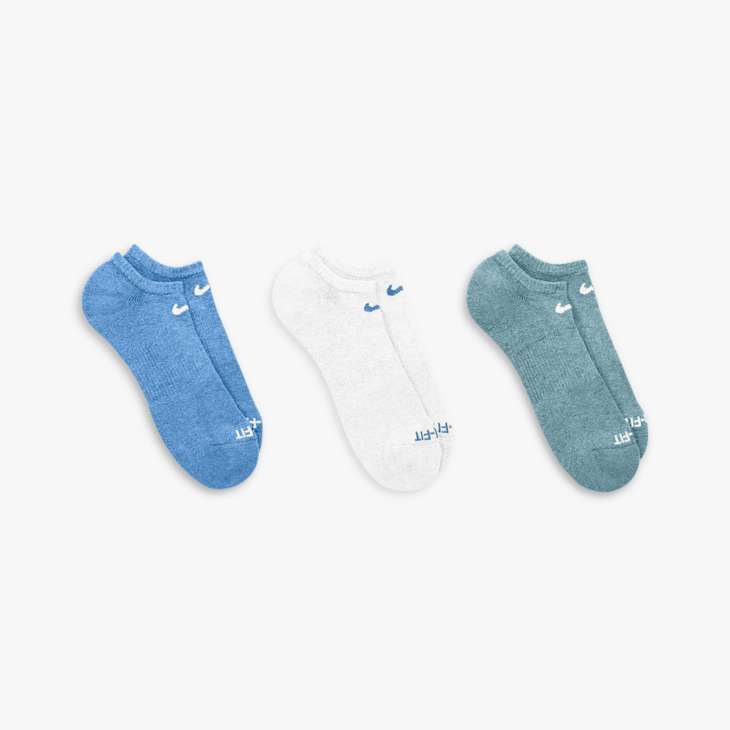 Unisex Everyday Plus Cushion Training No-Show Socks (3 Pairs) in Multi-Color (937)