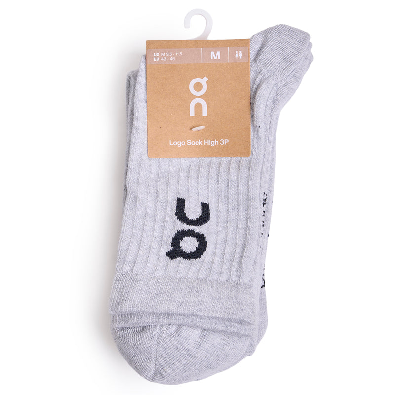 Unisex Logo Sock Hi 3pk - Grey