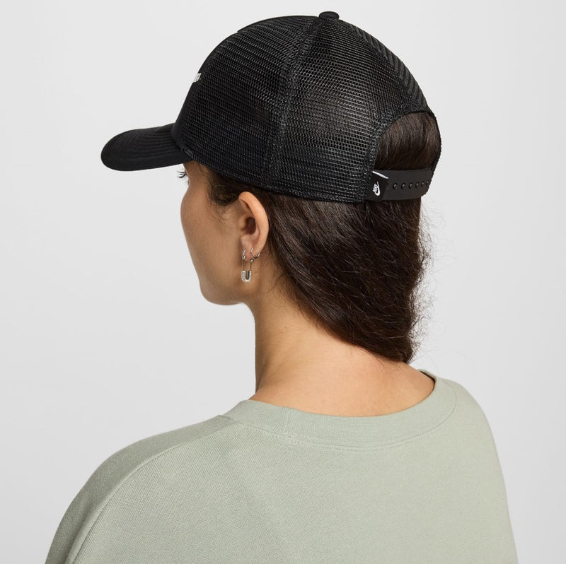 Unisex Rise Structured Trucker Cap in Black/Black/Black/White