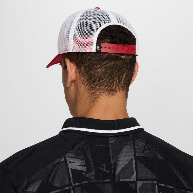 Unisex Rise Structured Trucker Cap in Gym Red/White/White/White