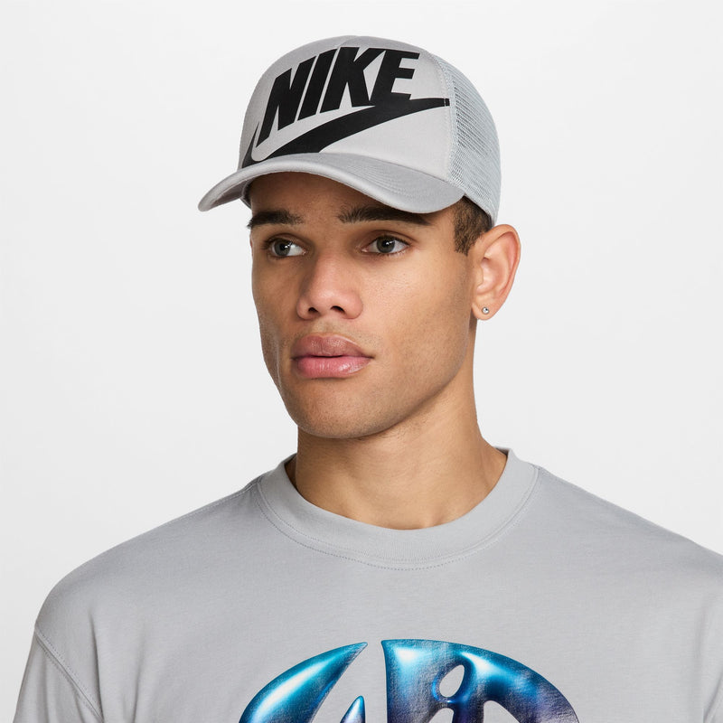 Unisex Rise Structured Trucker Cap in Lt Smoke Grey/Lt Smoke Grey/Black