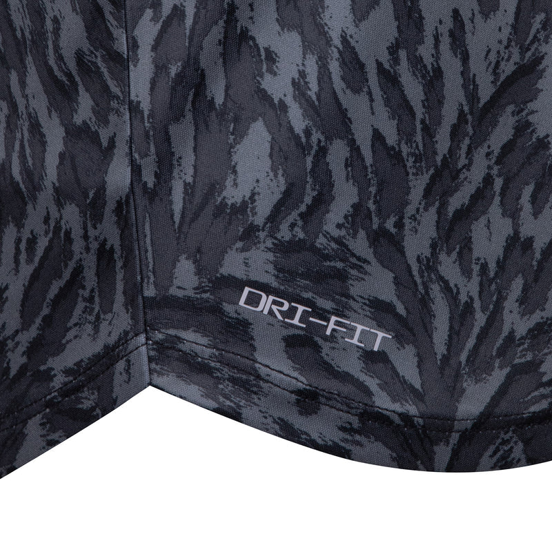 Black printed tank top with DRi-FIT label near hem seam