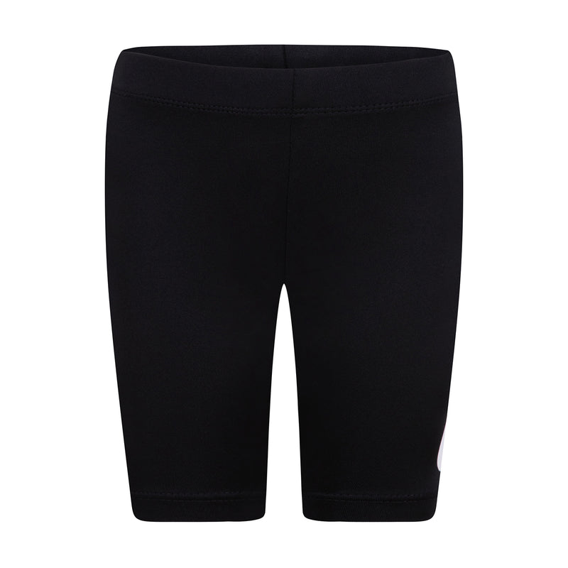 Black kids bike shorts, solid front view