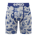 Men's boxer briefs in white with blue Los Angeles icon print, PSD logo waistband
