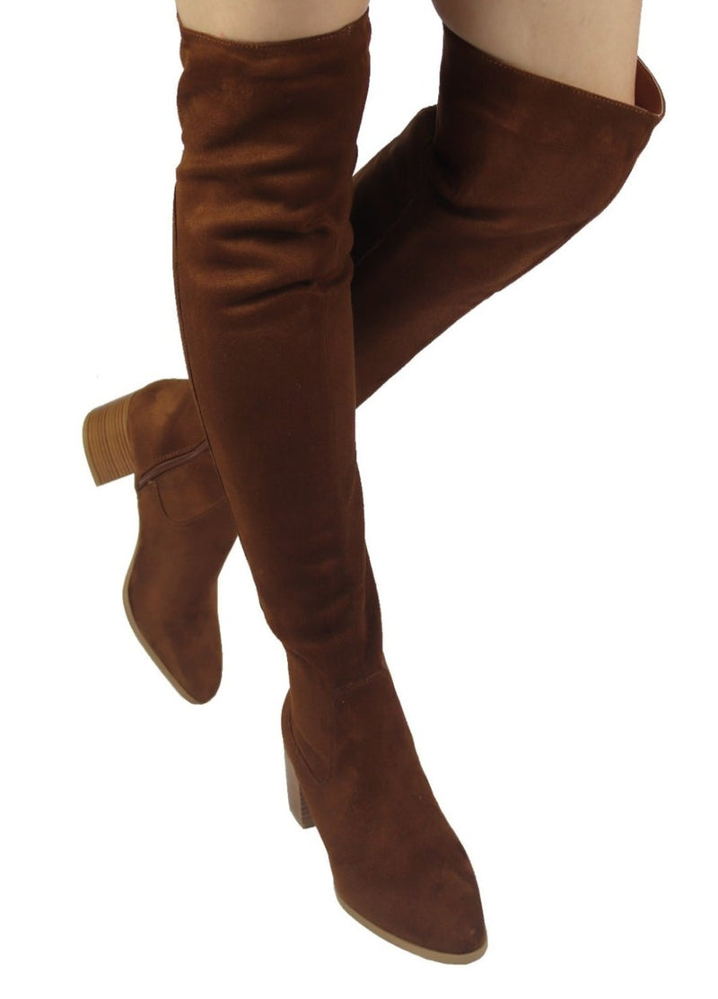 Wild Diva Catherine-06 Block Heel Over-the-Knee Boot Wide Fit