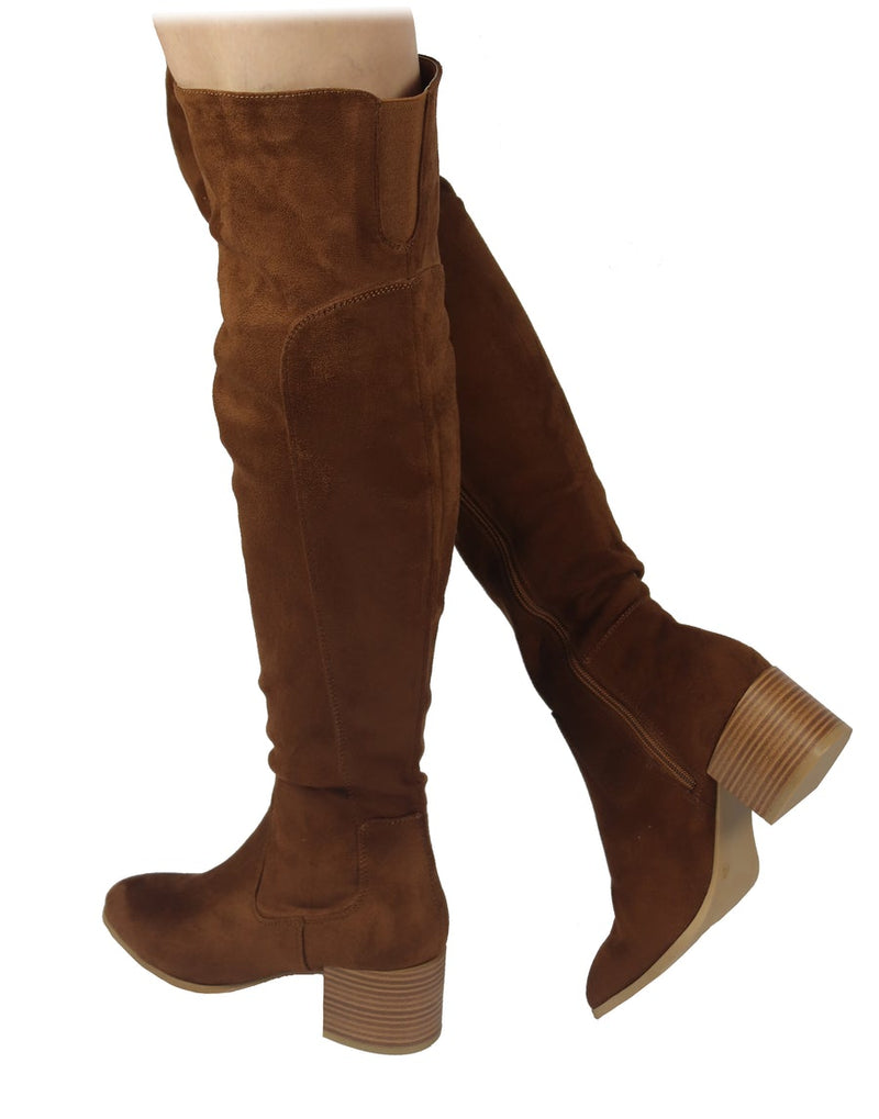 Wild Diva Catherine-06 Block Heel Over-the-Knee Boot Wide Fit