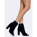 Wild Diva Morris-03 Suede Peep Toe Single Sole Block Heel Booties