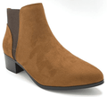 Women Low Block Heel Slip On Ankle Boots, Pointed Toe Fashionable