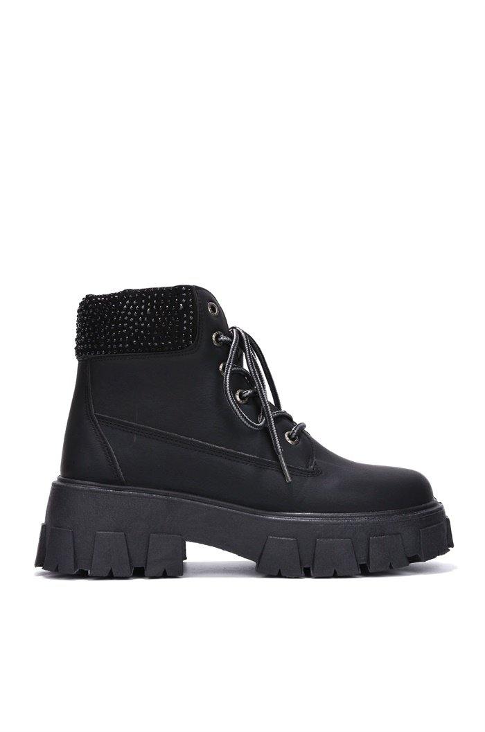 Women Rhinestone Lug Sole Combat Ankle Boots Luciana By Cape Robbin