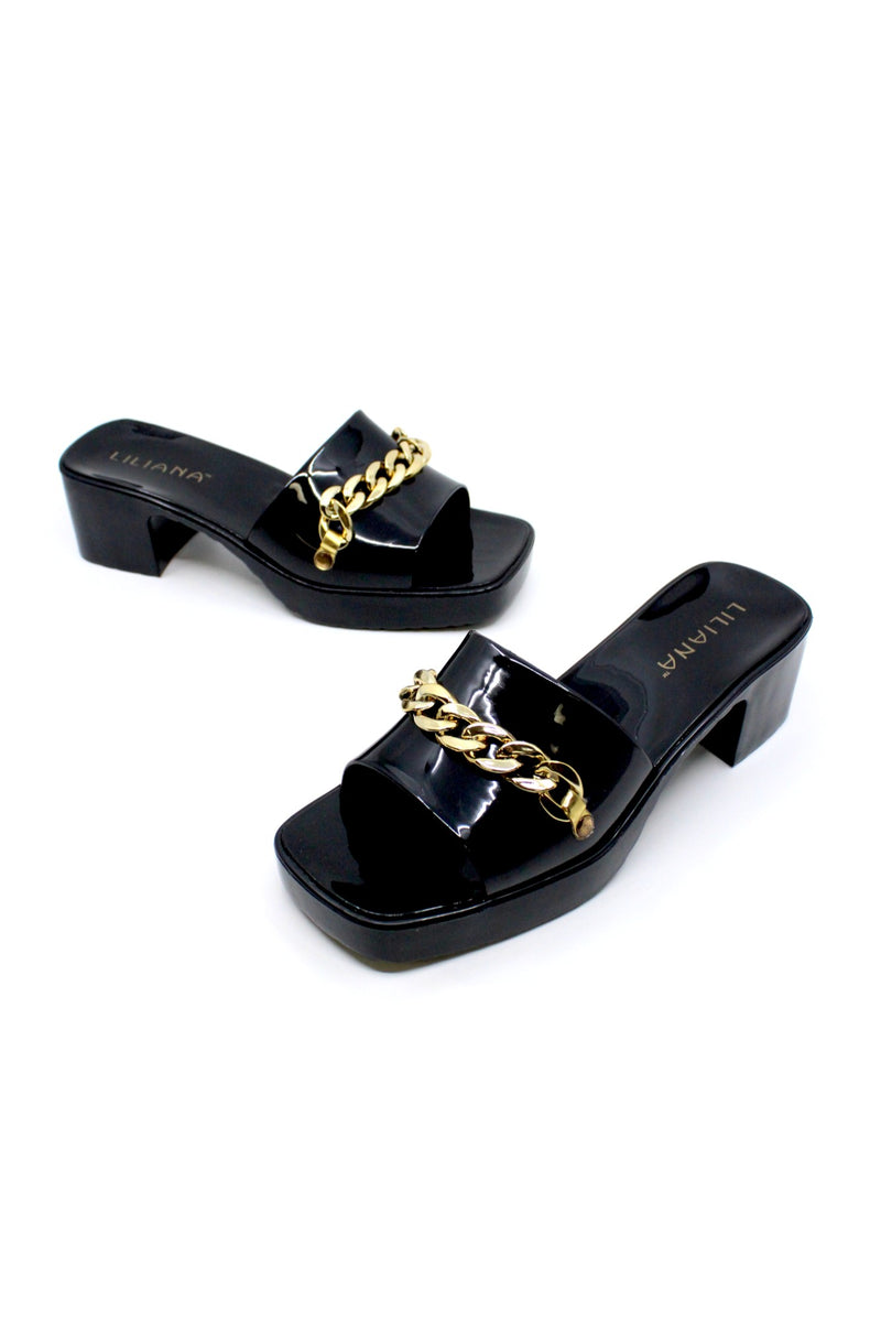 Women's Chain Jelly chunky block heels
