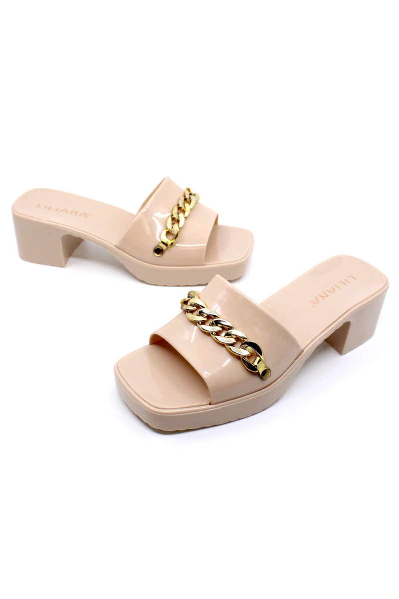 Women's Chain Jelly chunky block heels