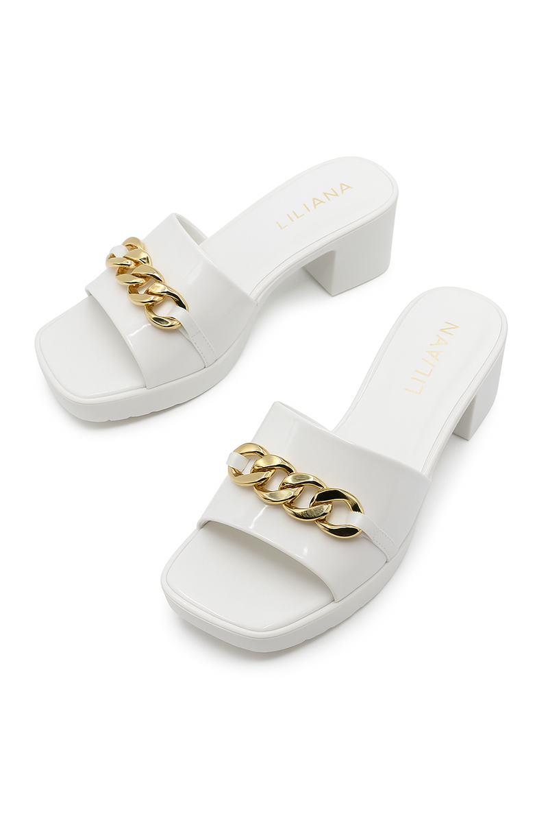 Women's Chain Jelly chunky block heels