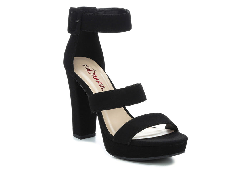 Women's Chunky Heel Ankle Buckle Strap Heeled Sandal Shoes-Triple By Delicious