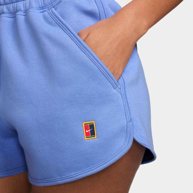 Women's Court Heritage Mid-Rise Fleece Tennis Shorts in Royal Pulse