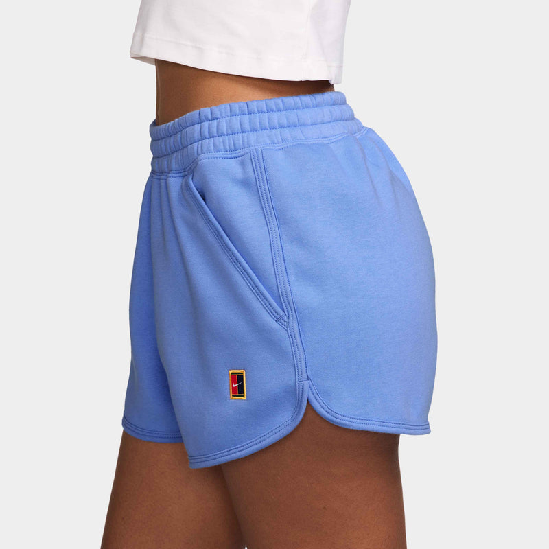 Women's Court Heritage Mid-Rise Fleece Tennis Shorts in Royal Pulse