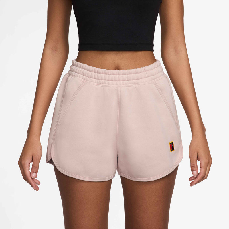 Women's Court Heritage Mid-Rise Fleece Tennis Shorts in Silt Red