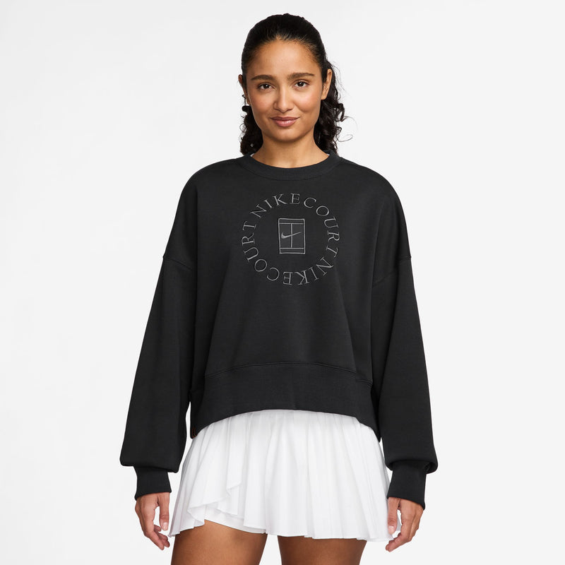 Women's Court Heritage Phoenix Fleece Over-Oversized Crew-Neck Sweatshirt in Black/Anthracite