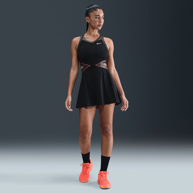 Women's Court Slam Dri-FIT Tennis Dress in Black/Anthracite/Hot Punch