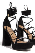 Women's Lace Up Platform Chunky High Heels Sandals (Stunning-01 S By Bamboo)