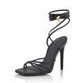 Women's Lace Up Square Toe Stiletto Heels - Danna