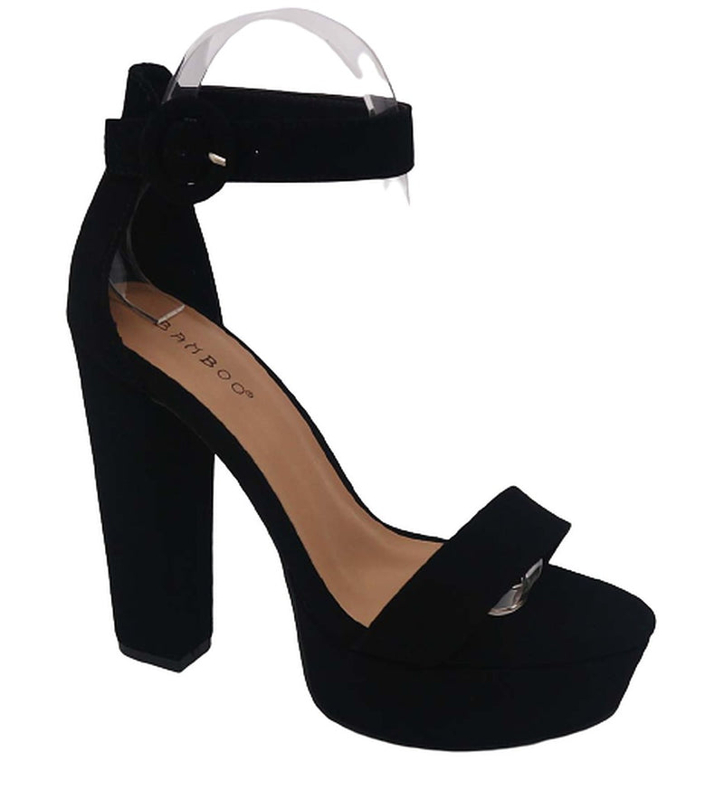 Women's Open Toe Ankle Strap Chunky Platform Dress Heel Sandal Electrify-05 By Bamboo