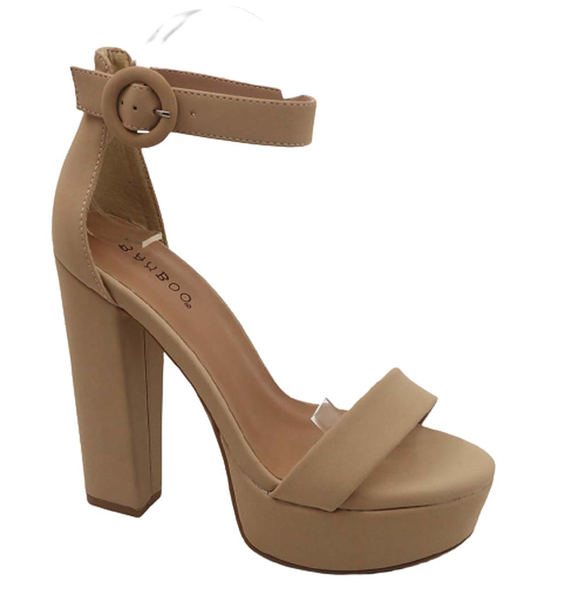 Women's Open Toe Ankle Strap Chunky Platform Dress Heel Sandal Electrify-05 By Bamboo