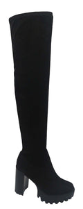 Women's Over The Knee Boot Chunky Heel Platform Boot Intense-06 By Bamboo