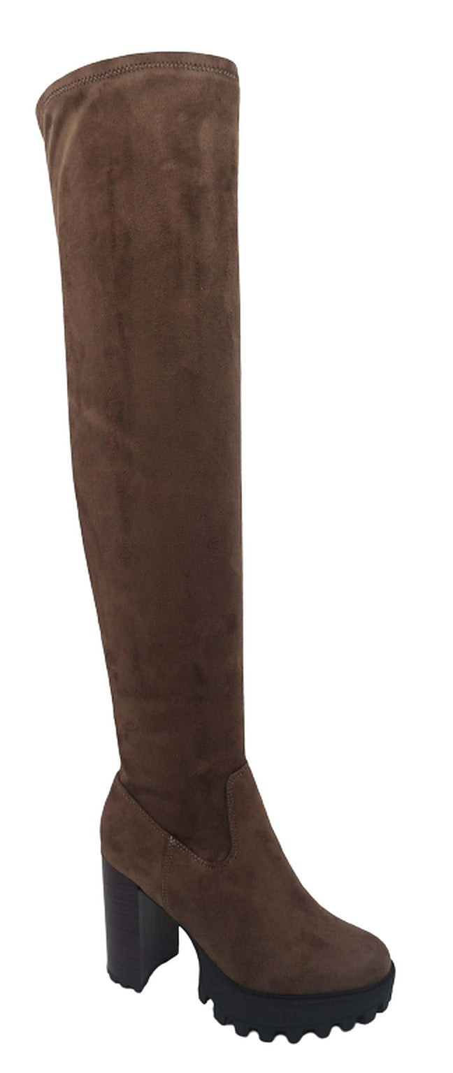Women's Over The Knee Boot Chunky Heel Platform Boot Intense-06 By Bamboo