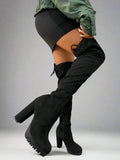 Women's Platform Chunky Heel Thigh High Boots