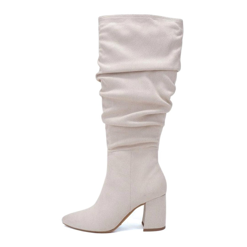 Women's Side Zipper Chunky Heel Knee High Boots Gravity By Delicious