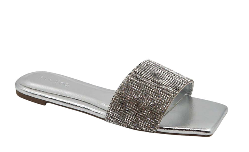 Women's Slip on Sandals Bling Sandal Flat Open Toe Slides-Block-50 By Bamboo