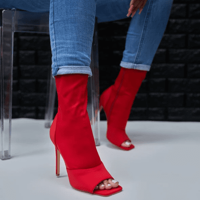 Red Open Toe Booties