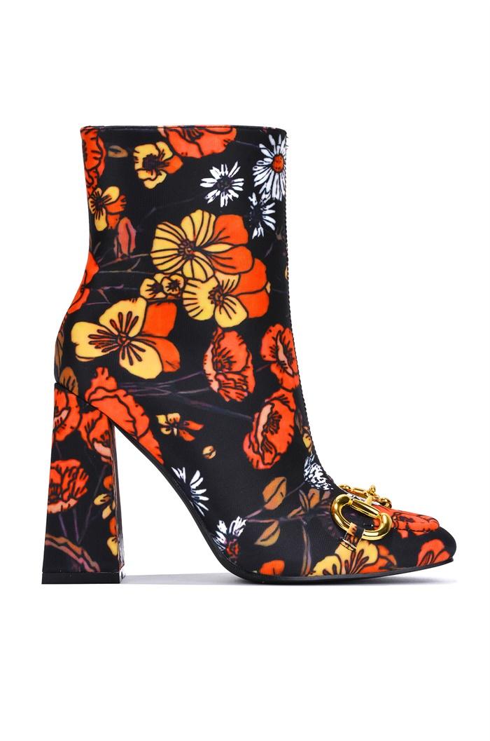 Women Square Toe Thick Heel Chain Bootie Sicily By Cape Robbin