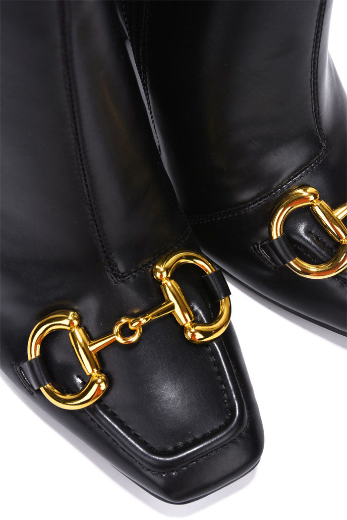 Women Square Toe Thick Heel Chain Bootie Sicily By Cape Robbin
