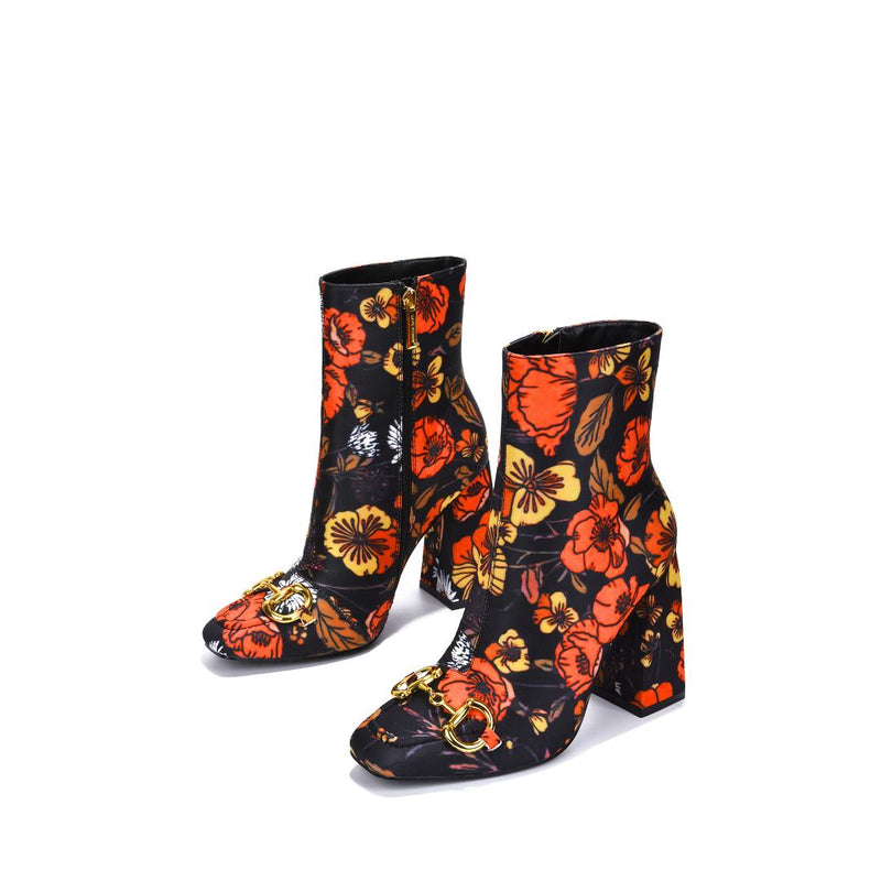Women Square Toe Thick Heel Chain Bootie Sicily By Cape Robbin