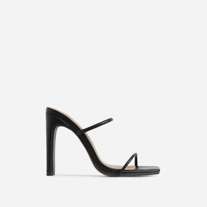 Womens Square Open Toe Heeled Sandals, Backless Dress Slip On Mules