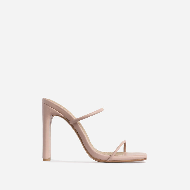 Womens Square Open Toe Heeled Sandals, Backless Dress Slip On Mules