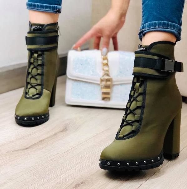 Womens Waterproof Chunky Heel Platform Drawstring Lug Sole Snow Booties