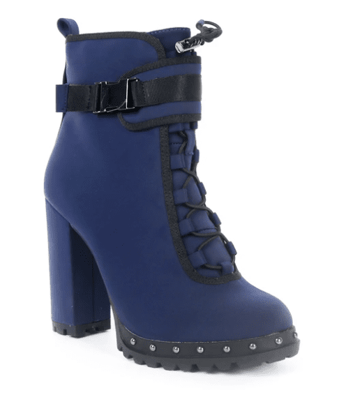 Womens Waterproof Chunky Heel Platform Drawstring Lug Sole Snow Booties