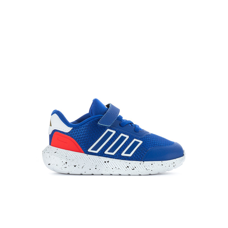 Toddler sneakers in royal blue with white and red accents, lace-up design