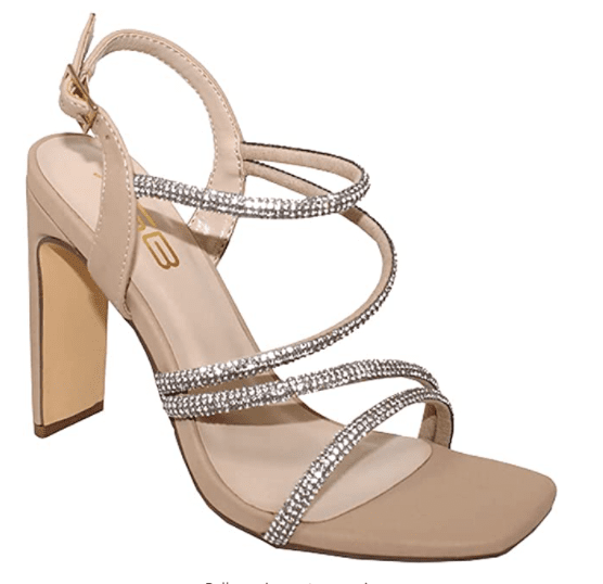 X2B Ally-5 Rhinestone Crystal Block Heel Sandal Women Dance Shoes