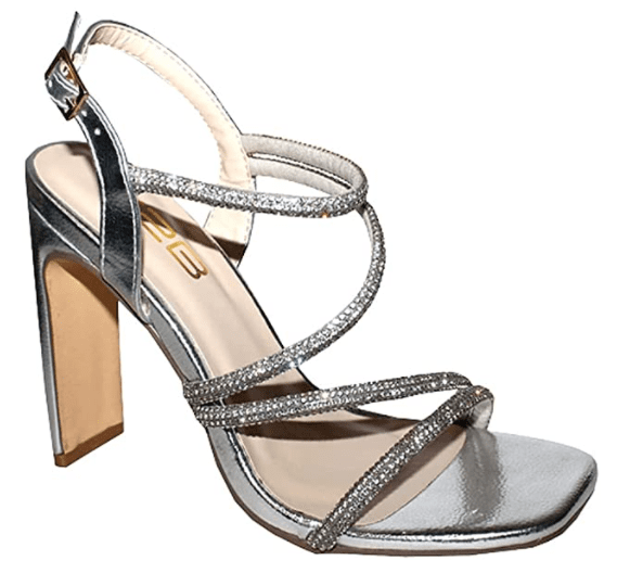 X2B Ally-5 Rhinestone Crystal Block Heel Sandal Women Dance Shoes