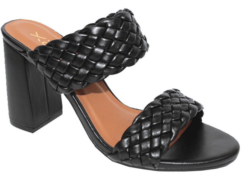 X2B MEG-1N Block Heel Braided Mule Women's Chunky Slide Sandal