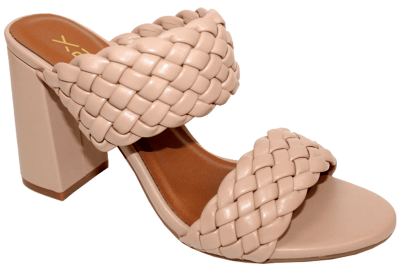 X2B MEG-1N Block Heel Braided Mule Women's Chunky Slide Sandal