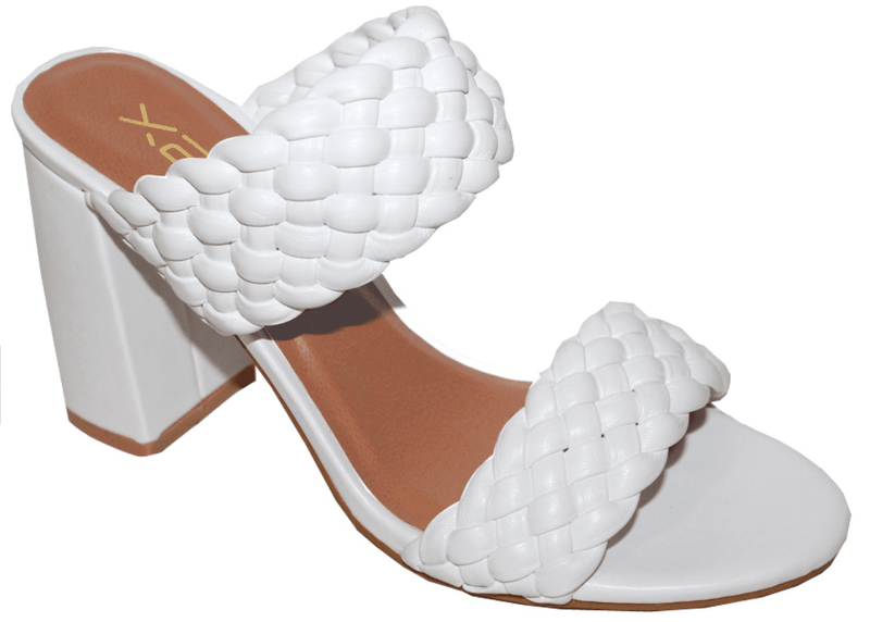 X2B MEG-1N Block Heel Braided Mule Women's Chunky Slide Sandal