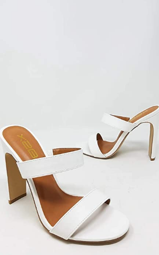 X2B Thalia-2 Women's Open Toe Chunky Block Heel Sandals - White