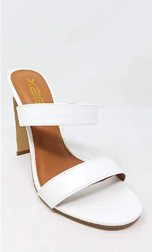 X2B Thalia-2 Women's Open Toe Chunky Block Heel Sandals - White