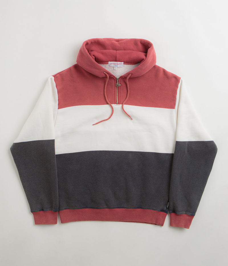 Yardsale Phantasy Quarter Zip Hoodie in Red and White / Navy