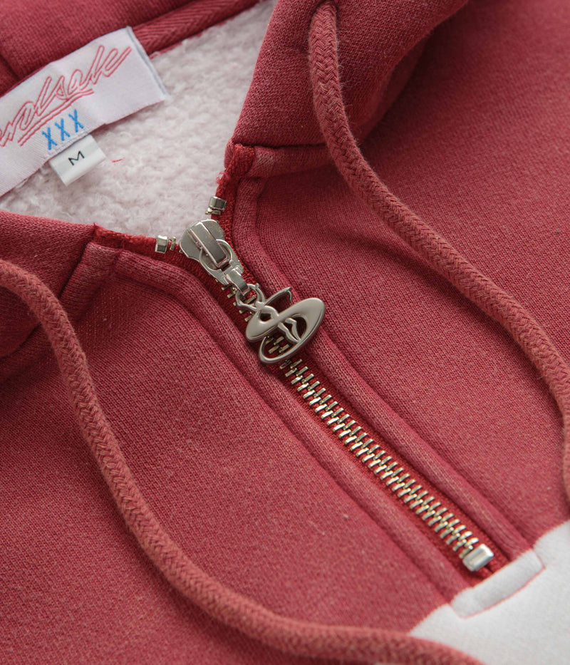 Yardsale Phantasy Quarter Zip Hoodie in Red and White / Navy